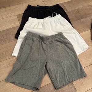 ATHLETIC WORKS MENS MEDIUM 32-34 JOGGER SHORTS BLUE WHITE GRAY